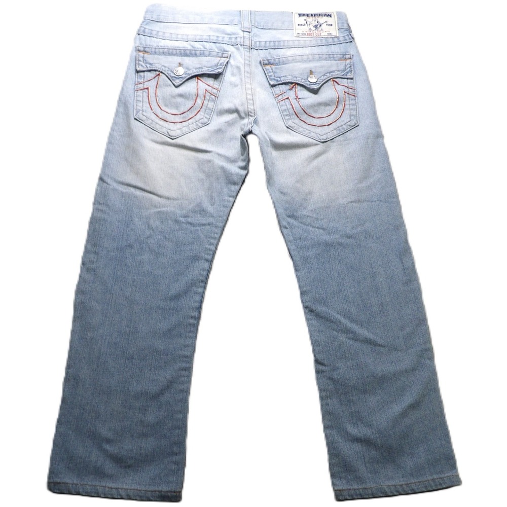 VTG Y2K True Religion Jeans Men 32 Blue Boot Cut USA Denim Pants Designer Casual